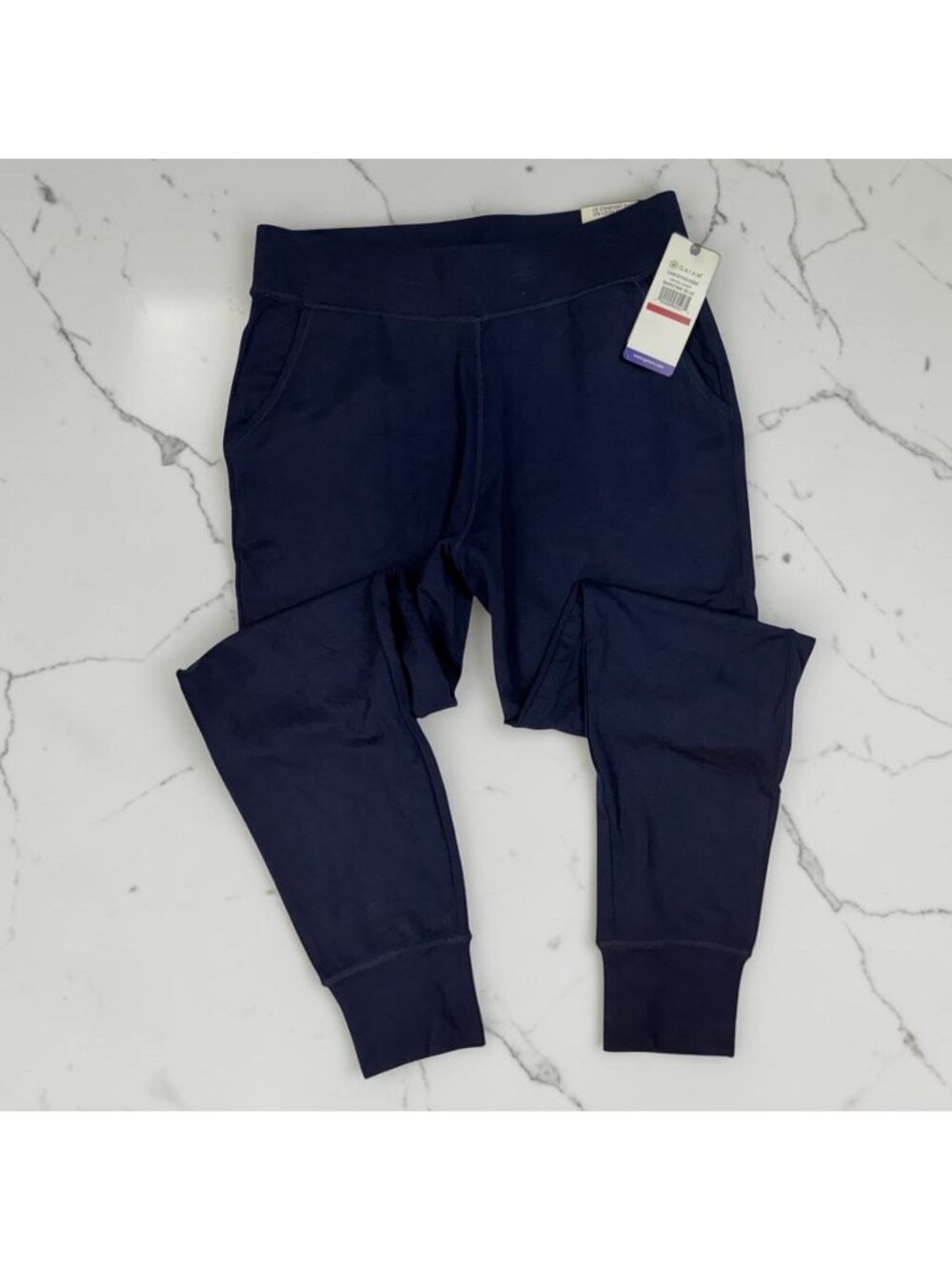 GAIAM Easy Fit Nirvana Jogger Pants Size Small Maritime Blue Ponte Jersey Knit